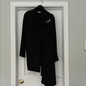 Garnet Hill Black asymmetrical boiled-wool coat